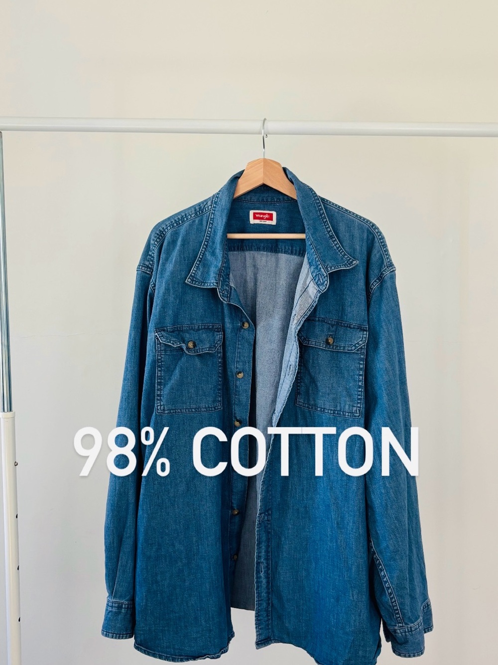 Wrangler Denim Shirt | Size 3X | 98% Cotton | Western Button Down